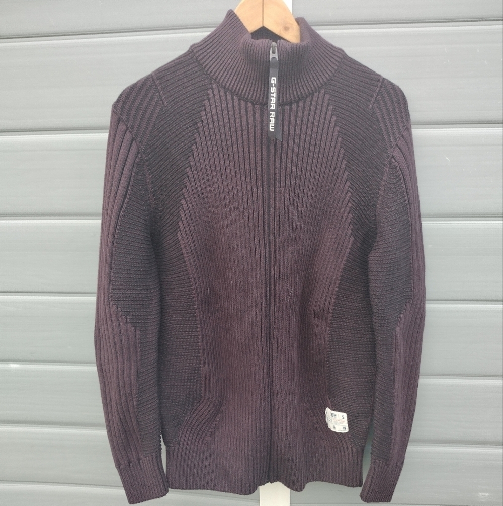 G-star Raw Plated 3D Biker Zip Through Knit Sweater Turtleneck Men's Size M NWOT